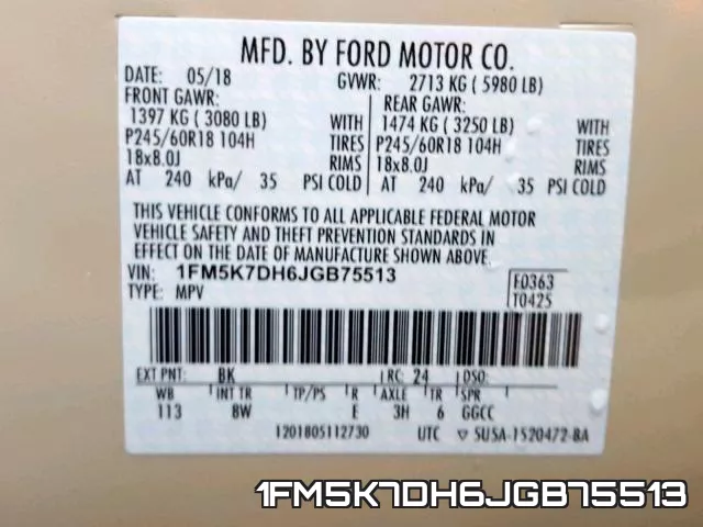 1FM5K7DH6JGB75513 фото 2