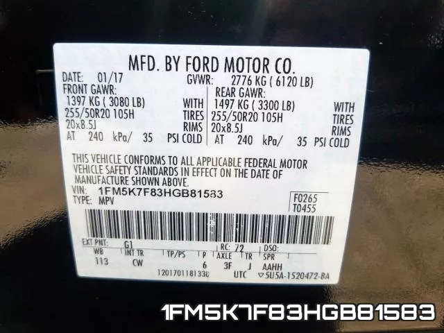 1FM5K7F83HGB81583 фото 2