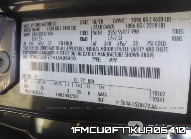 1FMCU0F77KUA06410 фото 10