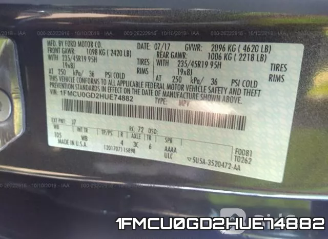 1FMCU0GD2HUE74882 фото 10