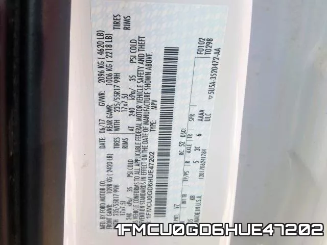 1FMCU0GD6HUE47202 фото 2