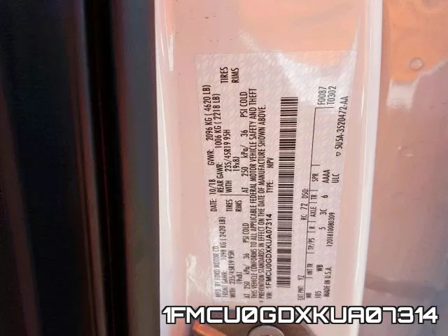 1FMCU0GDXKUA07314 фото 2