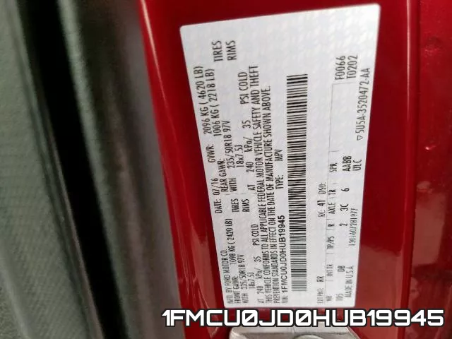 1FMCU0JD0HUB19945 фото 2