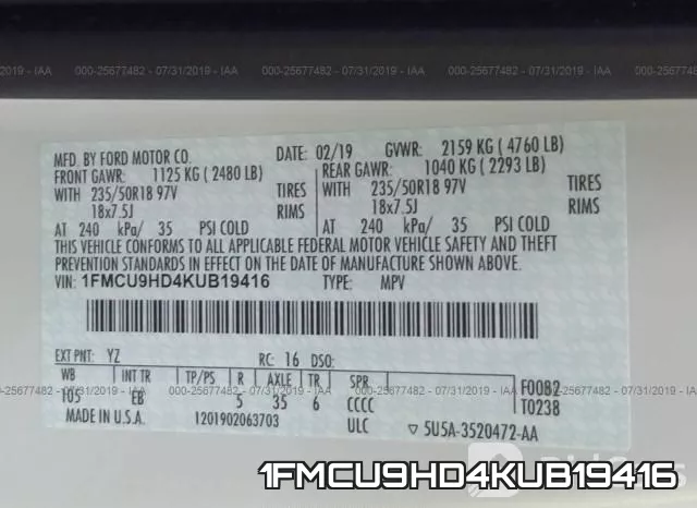 1FMCU9HD4KUB19416 фото 10