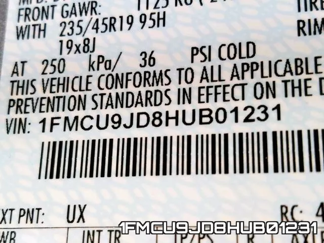 1FMCU9JD8HUB01231 фото 2