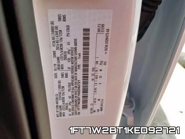 1FT7W2BT1KED92721 фото 2