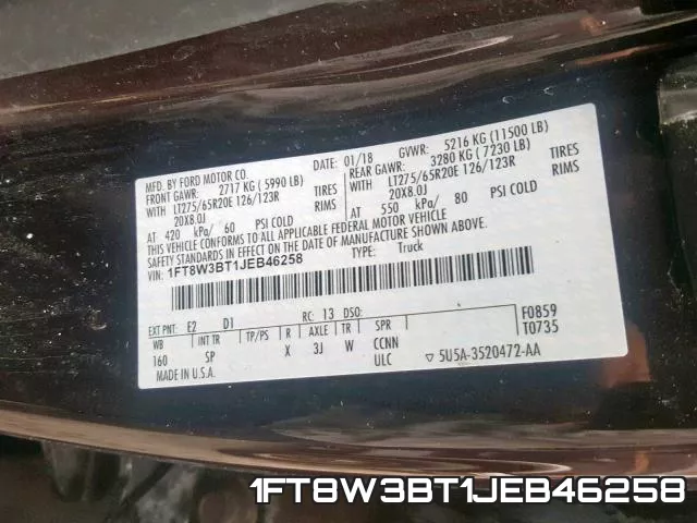 1FT8W3BT1JEB46258 фото 2