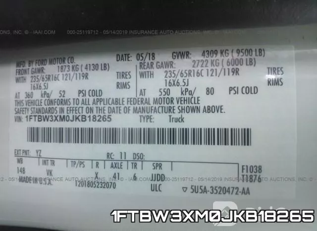 1FTBW3XM0JKB18265 фото 10