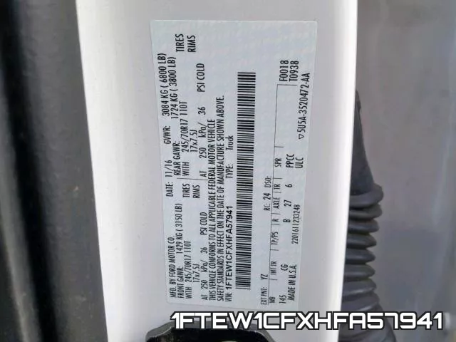 1FTEW1CFXHFA57941 фото 2