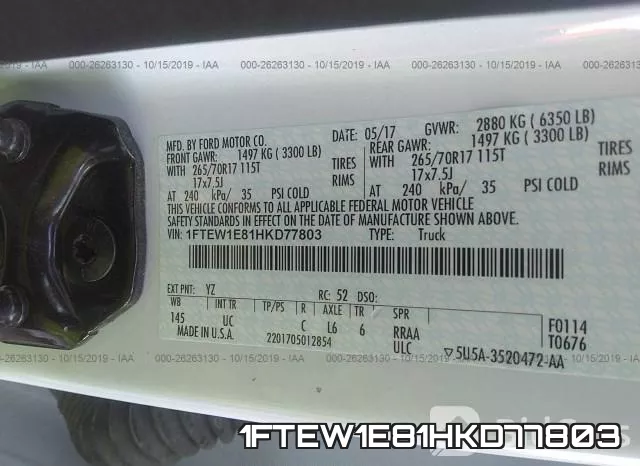 1FTEW1E81HKD77803 фото 10