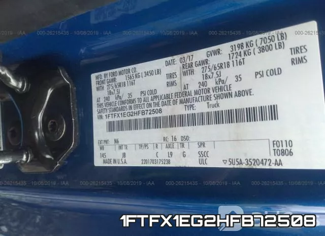 1FTFX1EG2HFB72508 фото 10