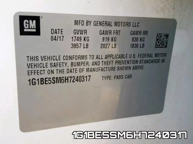 1G1BE5SM6H7240317 фото 2