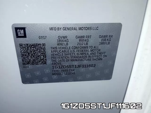 1G1ZD5ST1JF111602 фото 2