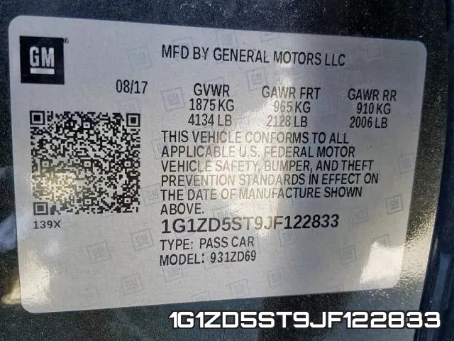 1G1ZD5ST9JF122833 фото 2