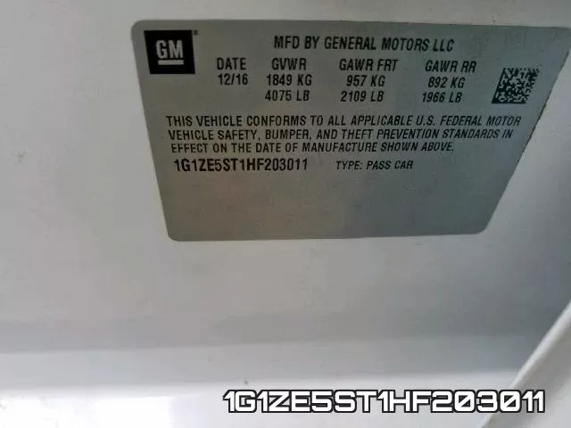 1G1ZE5ST1HF203011 фото 2