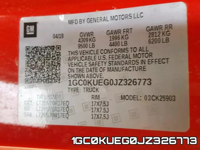 1GC0KUEG0JZ326773 фото 2