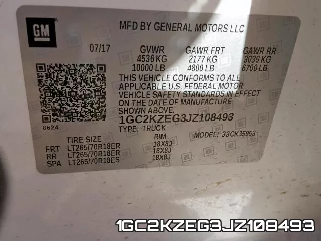 1GC2KZEG3JZ108493 фото 2