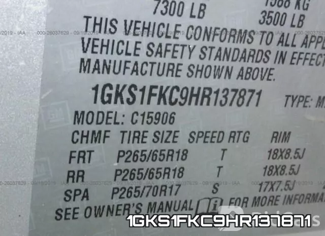 1GKS1FKC9HR137871 фото 10