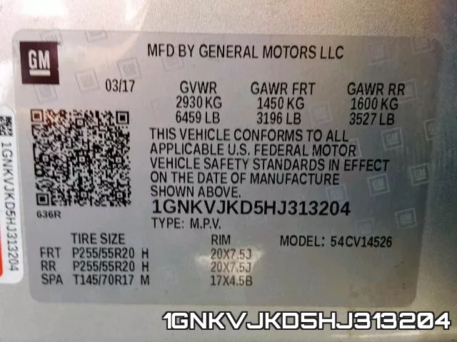 1GNKVJKD5HJ313204 фото 2