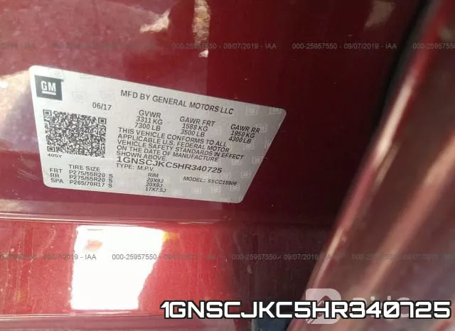 1GNSCJKC5HR340725 фото 10