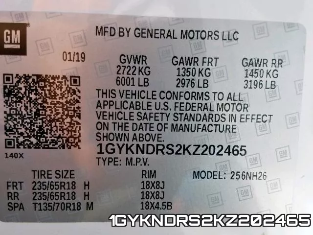 1GYKNDRS2KZ202465 фото 2