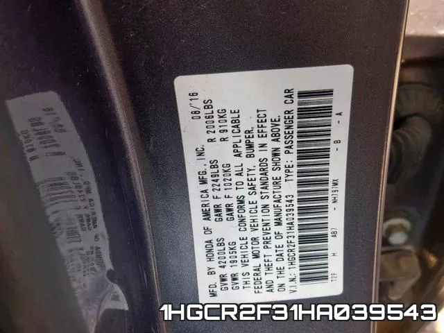 1HGCR2F31HA039543 фото 2