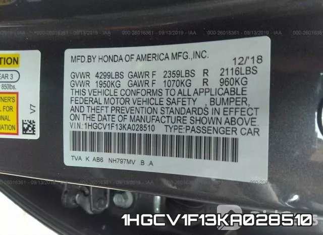 1HGCV1F13KA028510 фото 10