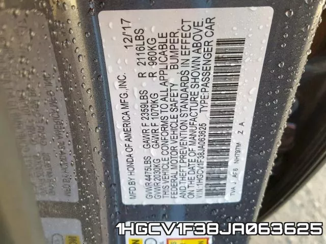 1HGCV1F38JA063625 фото 2