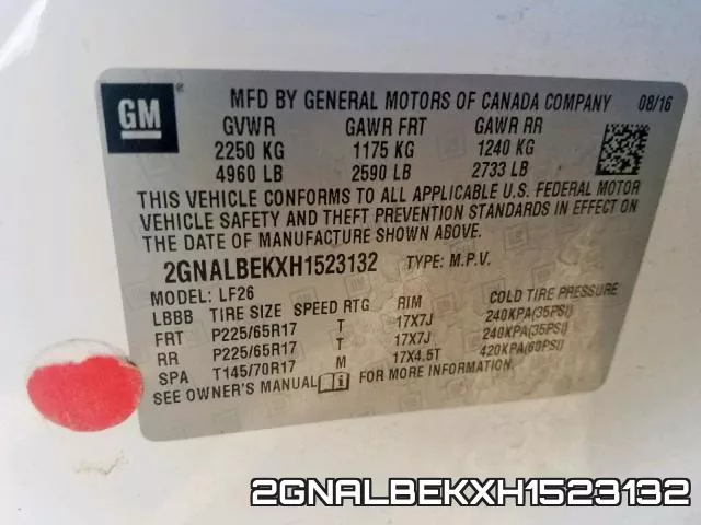 2GNALBEKXH1523132 фото 2