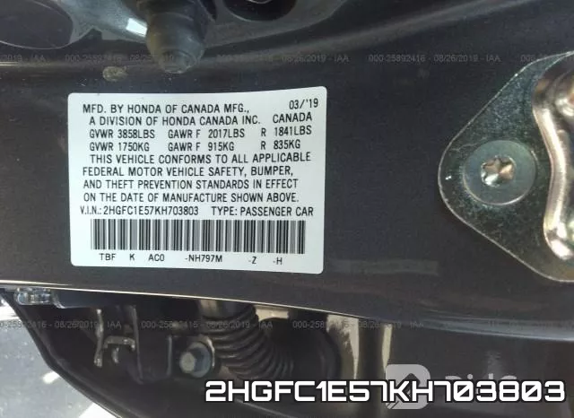 2HGFC1E57KH703803 фото 9