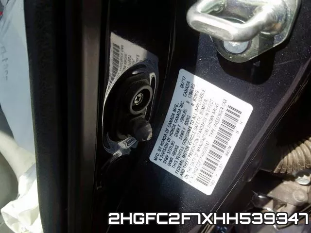 2HGFC2F7XHH539347 фото 2