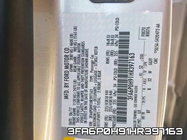 3FA6P0H91HR397163 фото 2