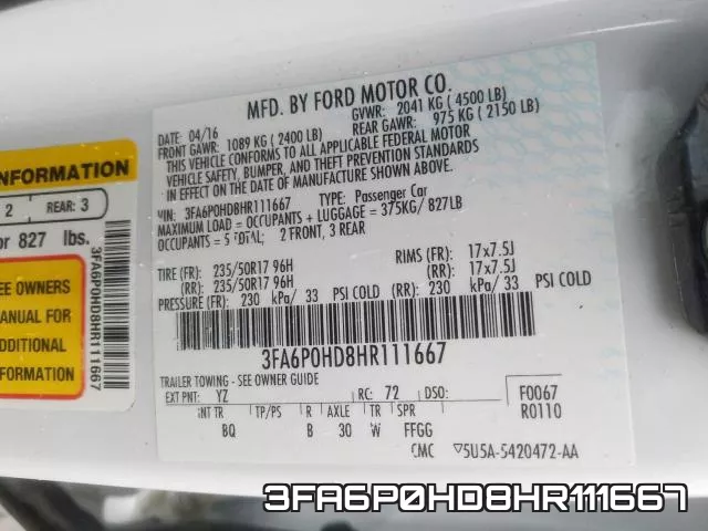 3FA6P0HD8HR111667 фото 2