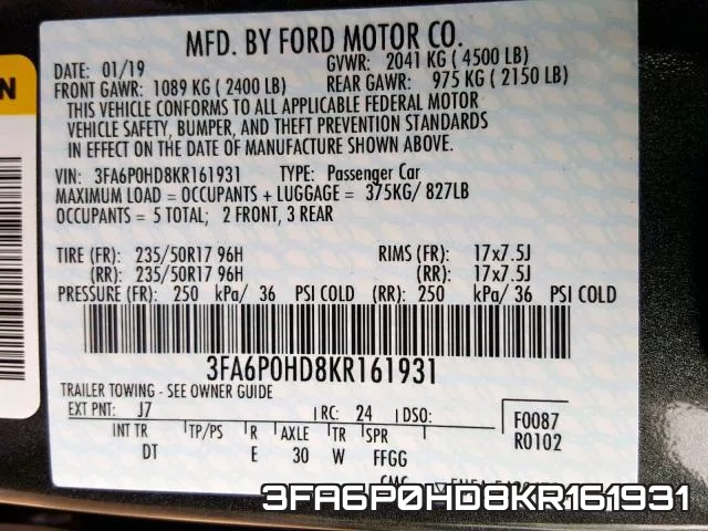 3FA6P0HD8KR161931 фото 2