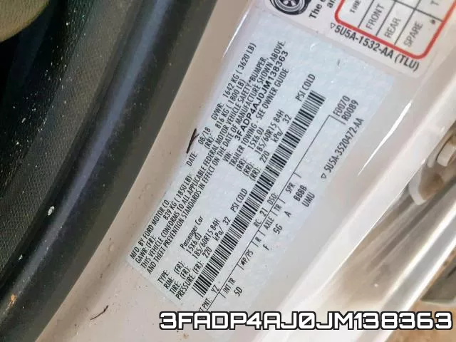 3FADP4AJ0JM138363 фото 2