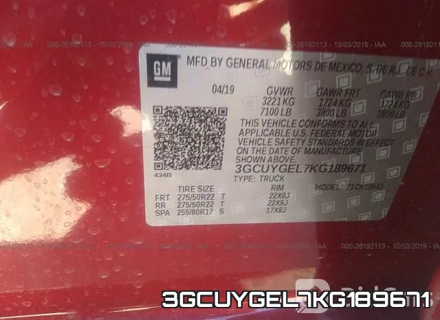 3GCUYGEL7KG189671 фото 10