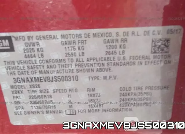 3GNAXMEV8JS500310 фото 10