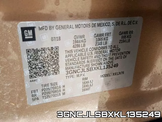 3GNCJLSBXKL135249 фото 2