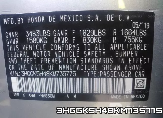 3HGGK5H48KM735775 фото 10