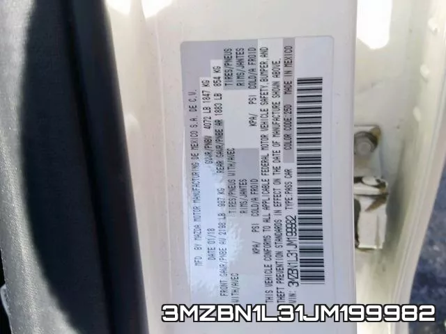3MZBN1L31JM199982 фото 2