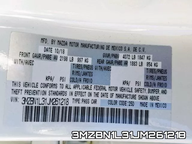 3MZBN1L31JM261218 фото 2
