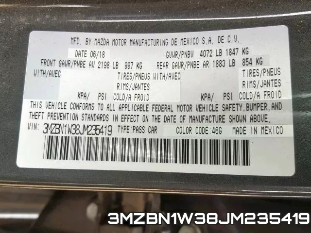 3MZBN1W38JM235419 фото 2