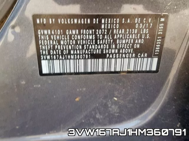 3VW167AJ1HM360791 фото 2