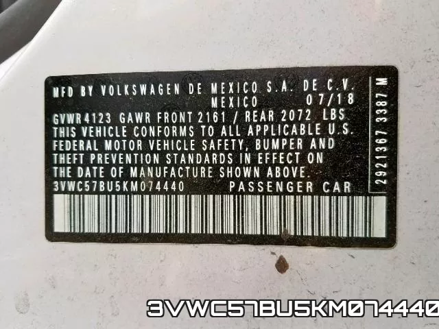 3VWC57BU5KM074440 фото 2