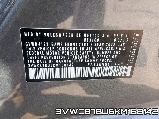 3VWCB7BU6KM168142 фото 2