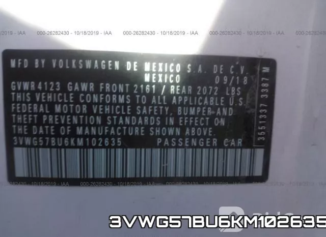 3VWG57BU6KM102635 фото 9
