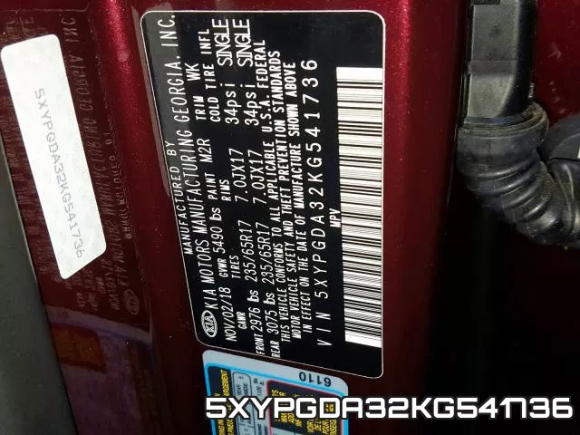5XYPGDA32KG541736 фото 2