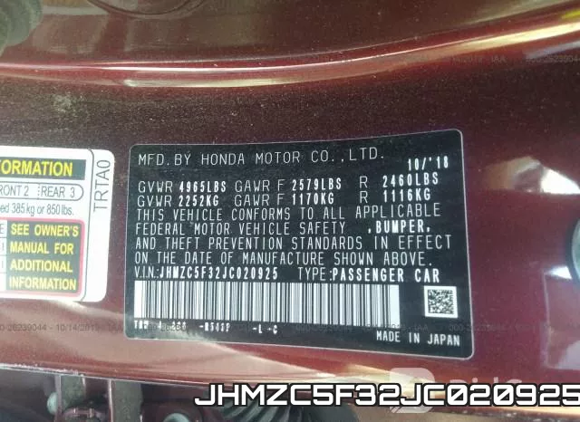 JHMZC5F32JC020925 фото 10