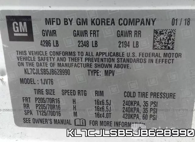 KL7CJLSB5JB628990 фото 10