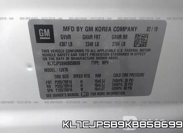 KL7CJPSB9KB858699 фото 10